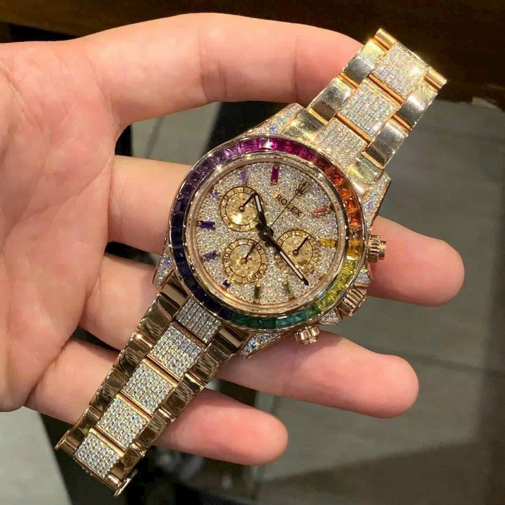 Rolex Daytona Rainbow Watch With Full Diamonds 40mm