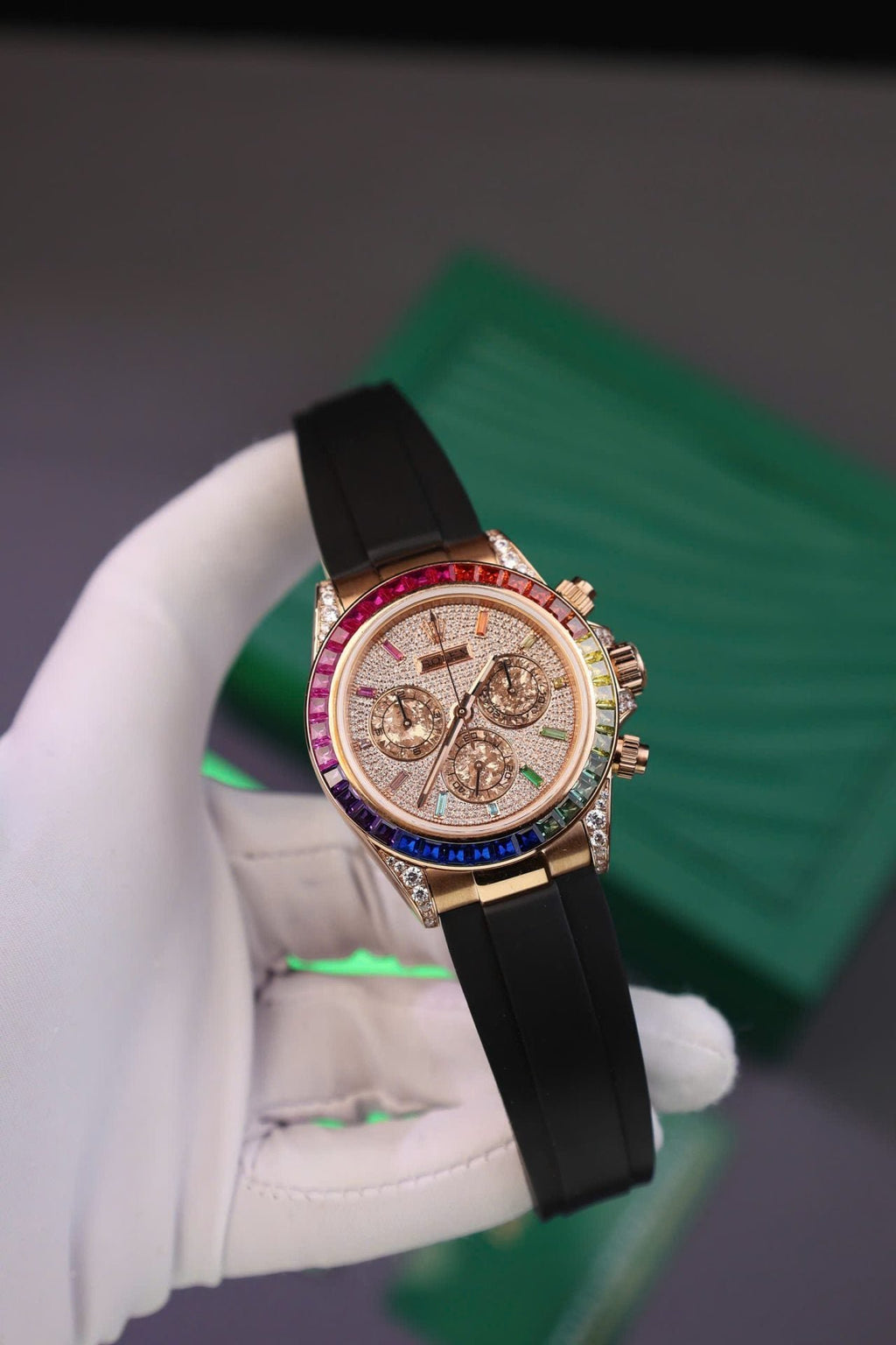 Rolex Daytona Rainbow Watch Rubber Strap 40mm