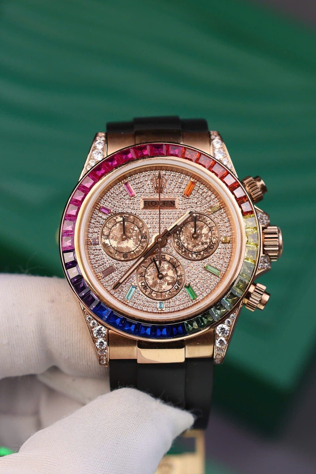 Rolex Daytona Rainbow Watch Rubber Strap 40mm