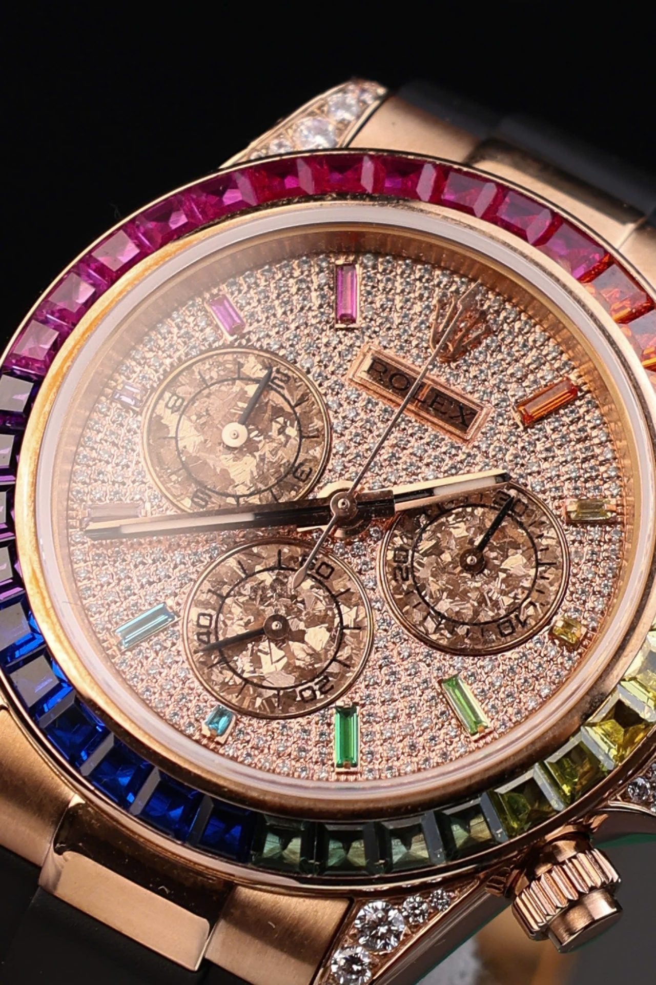 Rolex Daytona Rainbow Watch Rubber Strap 40mm