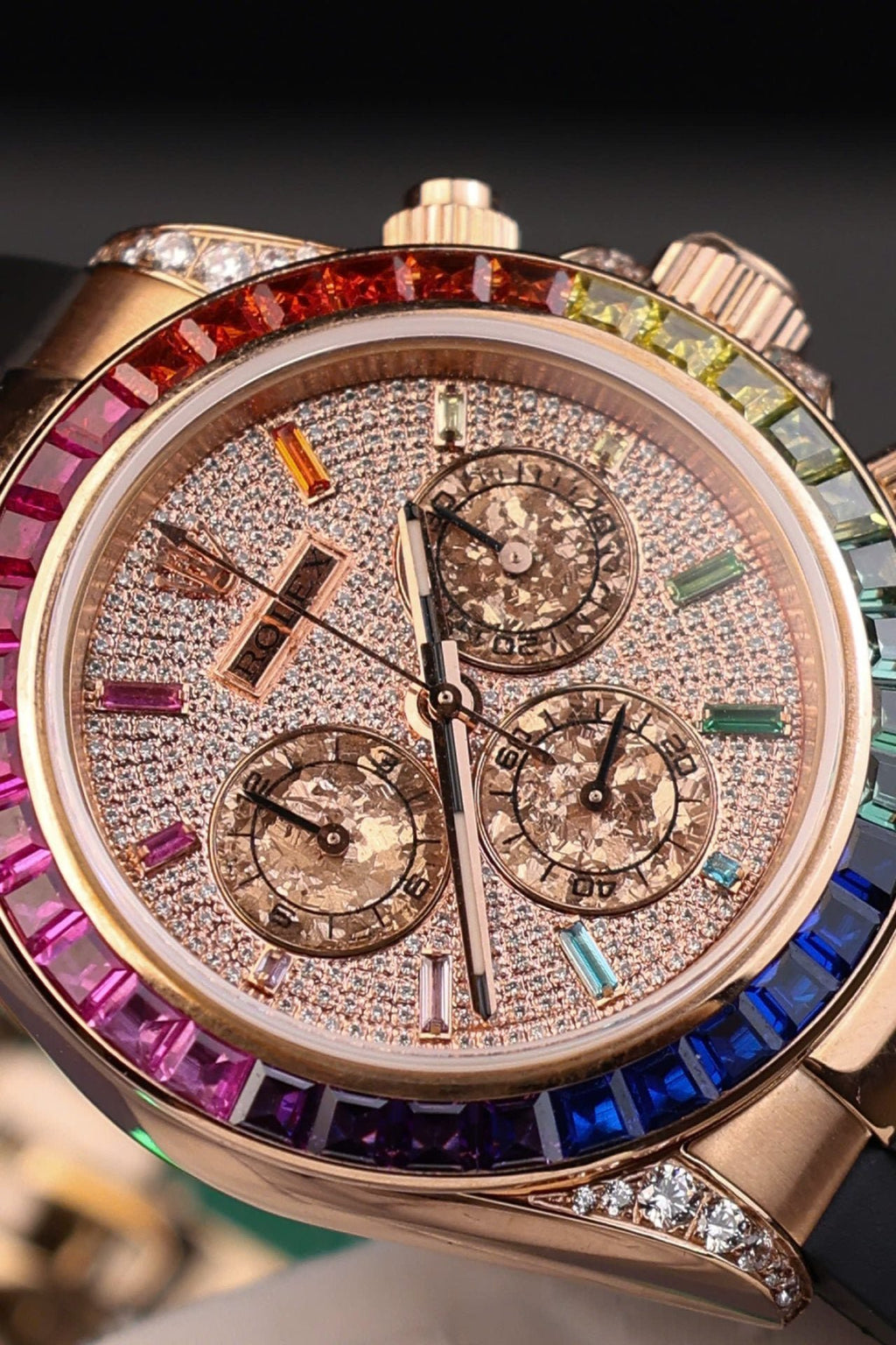 Rolex Daytona Rainbow Watch Rubber Strap 40mm