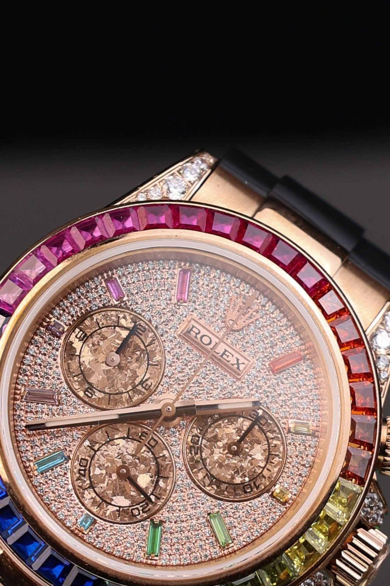 Rolex Daytona Rainbow Watch Rubber Strap 40mm