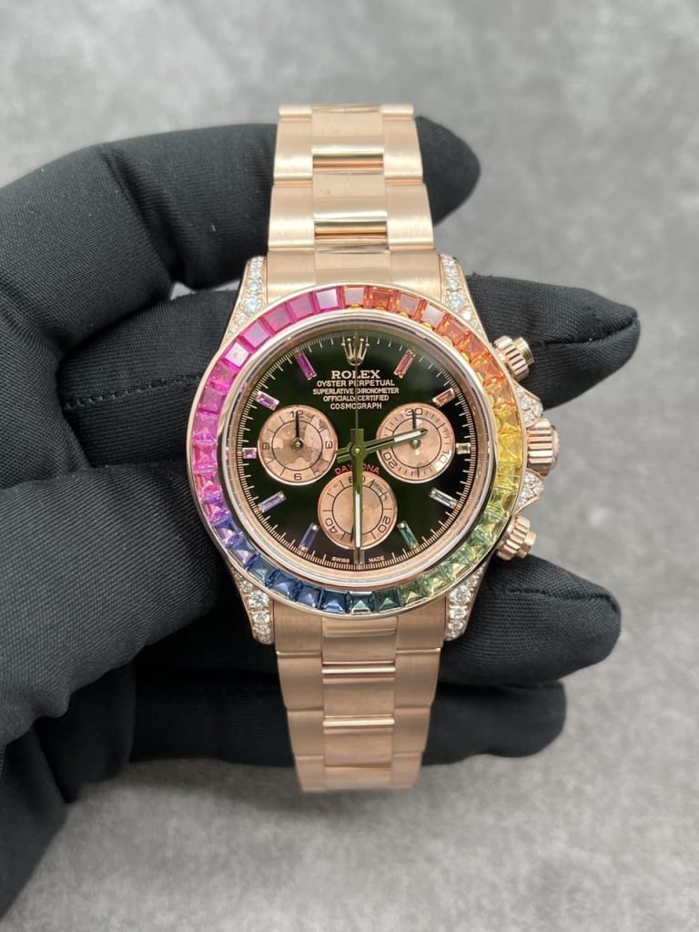 Rolex Daytona Rainbow M116595R 18K Solid Gold And Gemstones 40mm