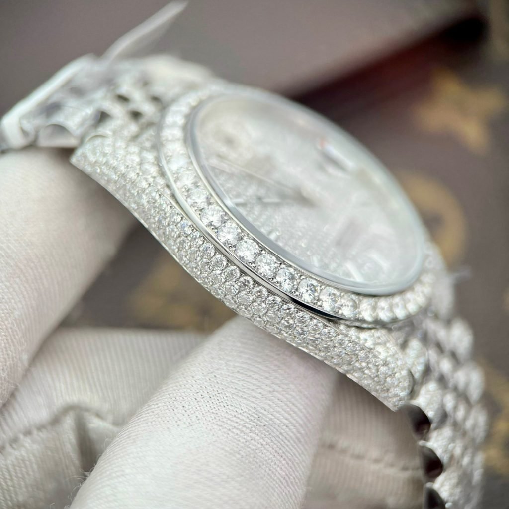 Rolex Watch DateJust Full Diamonds Moissanite 41mm