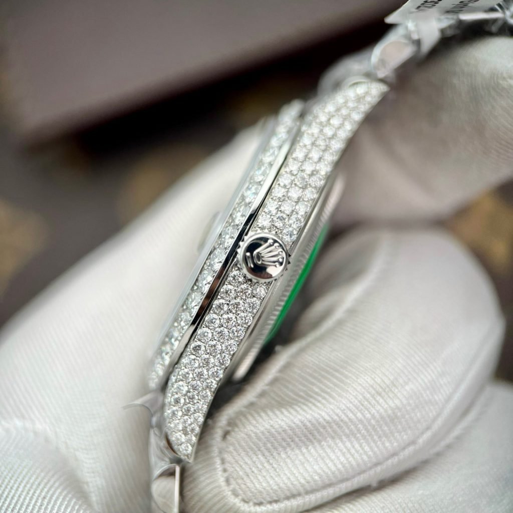 Rolex Watch DateJust Full Diamonds Moissanite 41mm