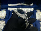 Rolex Watch DateJust Dial Blue Full Diamonds Moissanite 41mm