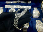 Rolex Watch DateJust Dial Blue Full Diamonds Moissanite 41mm