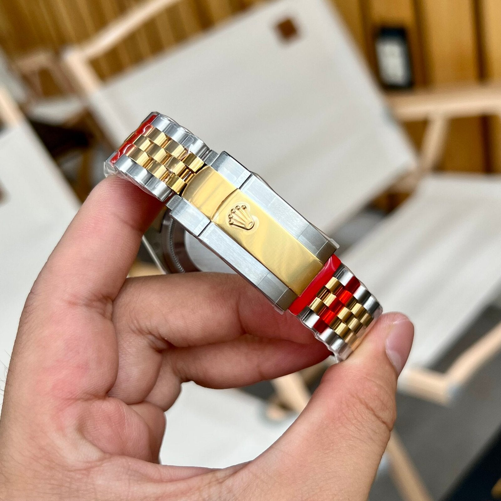 Rolex DateJust 126283RBR Palm Leaf Dial Gold Watch 41mm