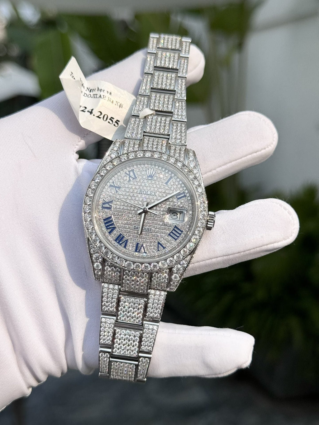 Rolex Watch Date Just Full Moissanite Diamonds 41mm