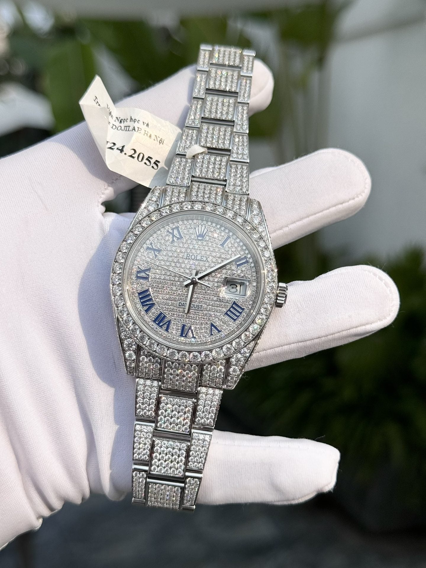 Rolex Watch Date Just Full Moissanite Diamonds 41mm