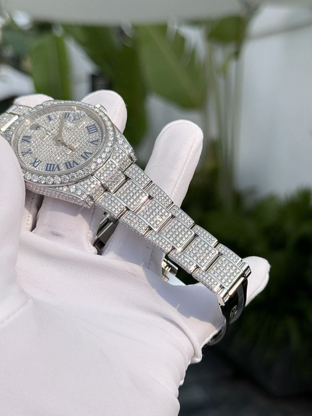 Rolex Watch Date Just Full Moissanite Diamonds 41mm