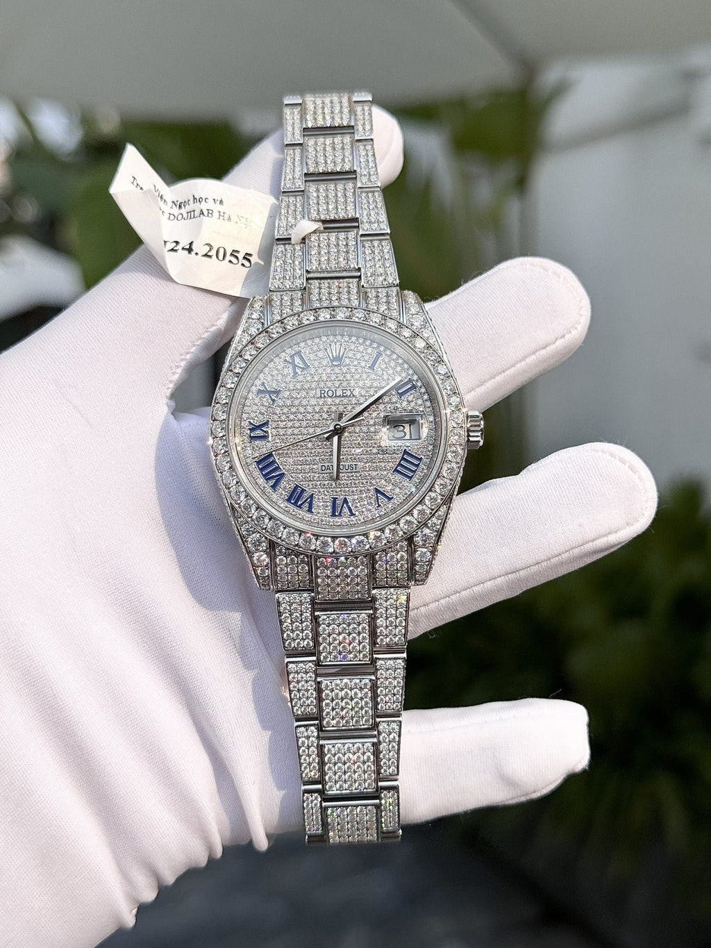 Rolex Watch Date Just Full Moissanite Diamonds 41mm