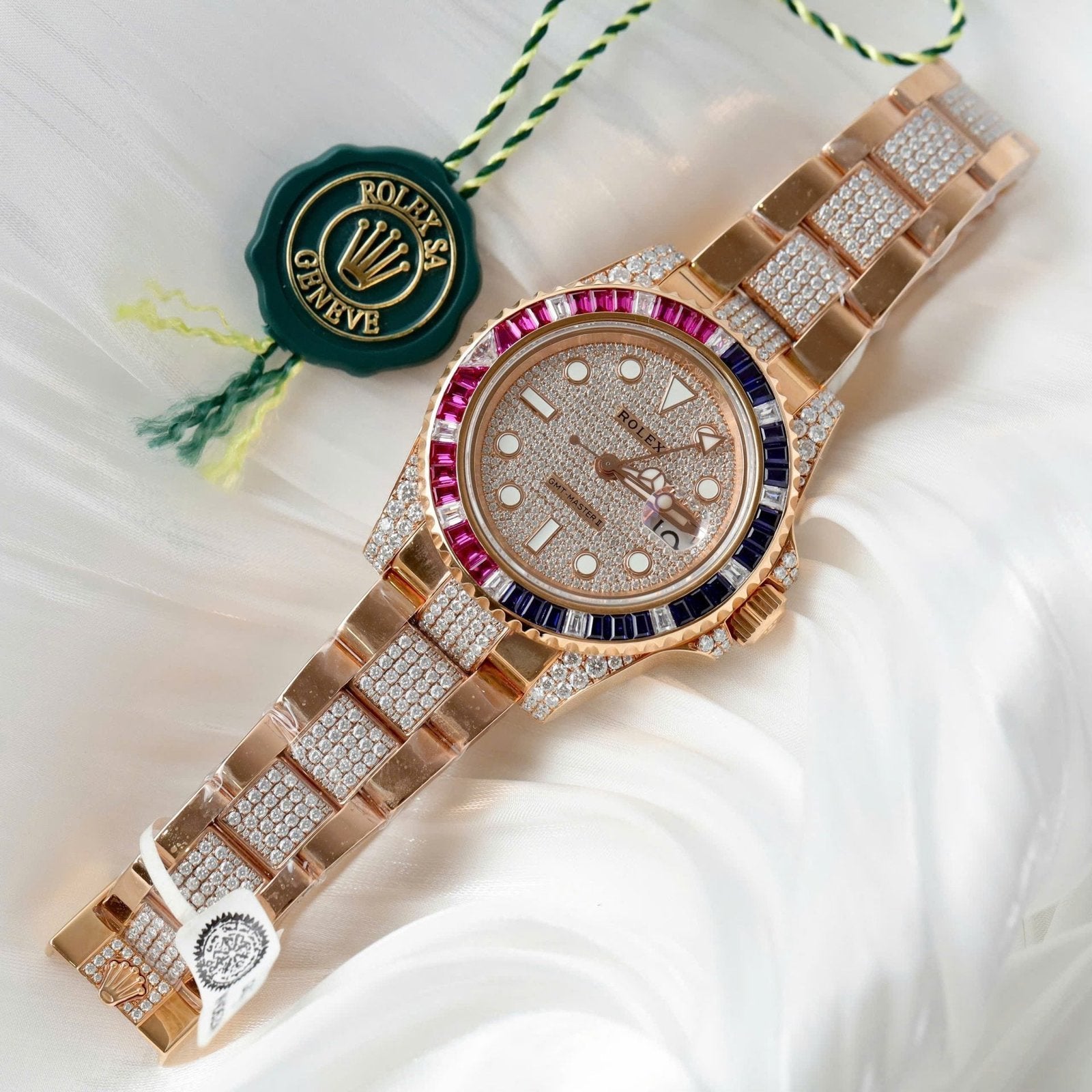 Rolex 126755 Gold Wrapped Moissanite Sapphire Watch 40mm