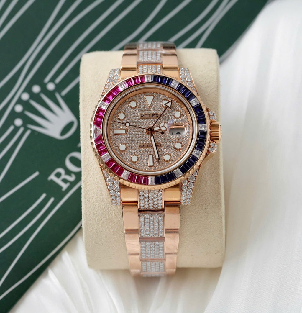 Rolex 126755 Gold Wrapped Moissanite Sapphire Watch 40mm