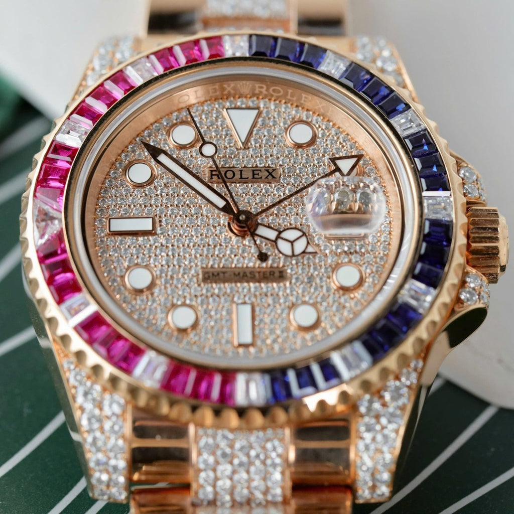 Rolex 126755 Gold Wrapped Moissanite Sapphire Watch 40mm