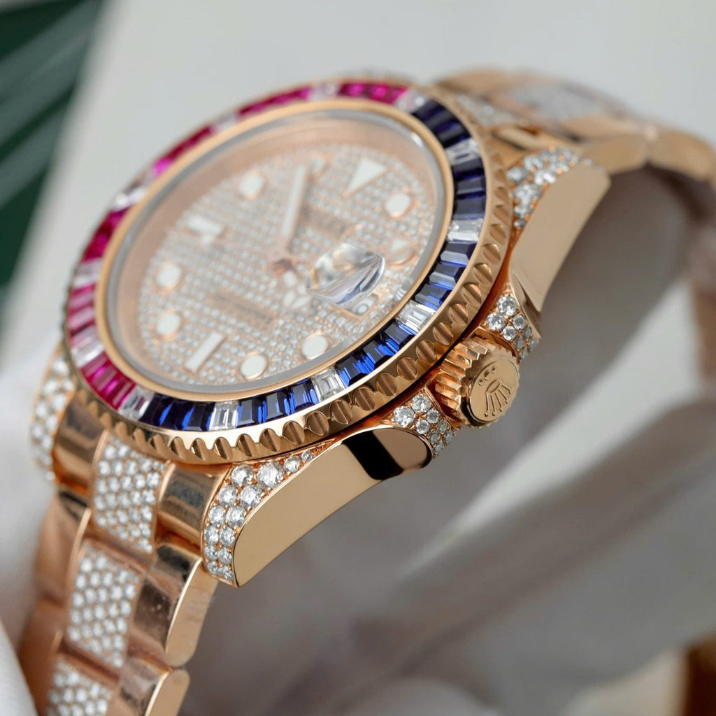 Rolex 126755 Gold Wrapped Moissanite Sapphire Watch 40mm