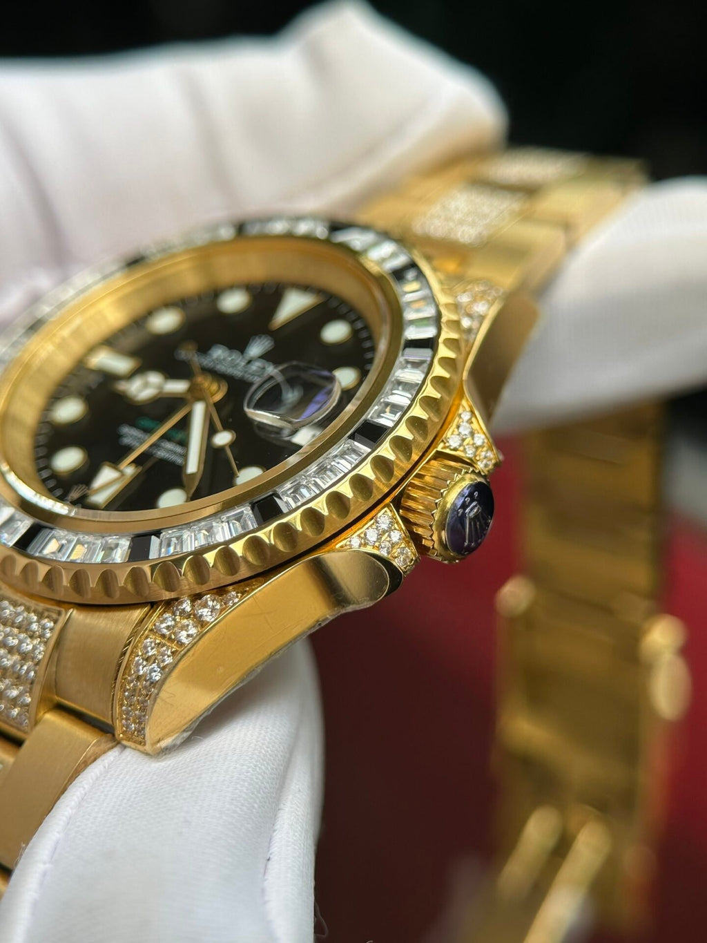 Rolex Watch With Full Diamond Black Dial 40mm