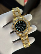 Rolex Watch With Full Diamond Black Dial 40mm