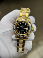 Rolex Watch With Full Diamond Black Dial 40mm