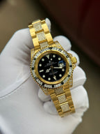 Rolex Watch With Full Diamond Black Dial 40mm