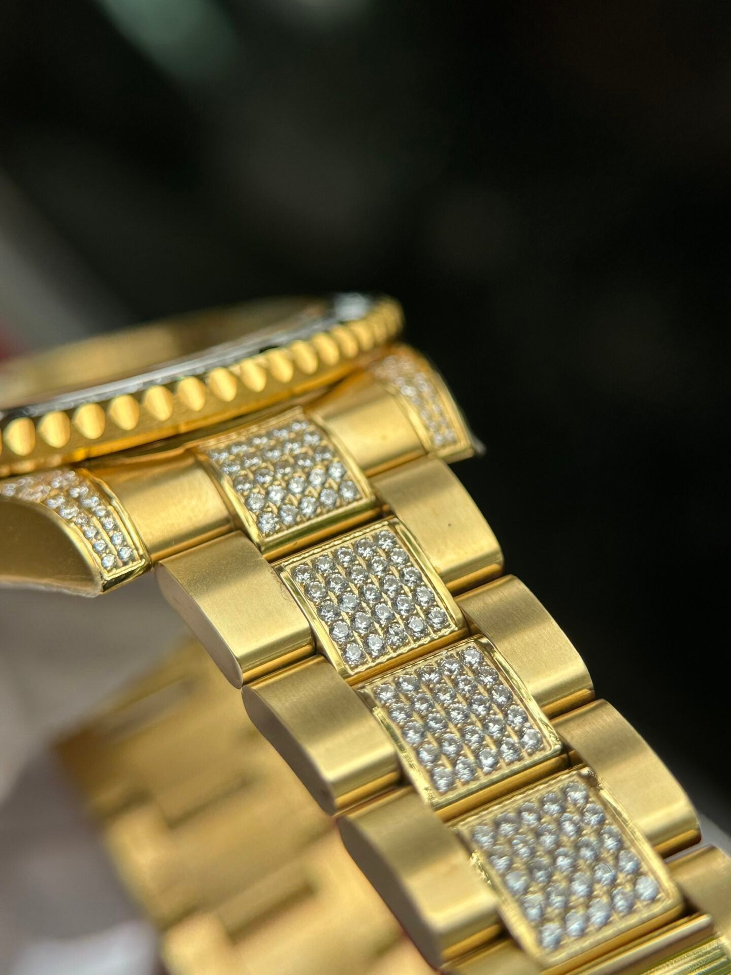 Rolex Watch With Full Diamond Black Dial 40mm