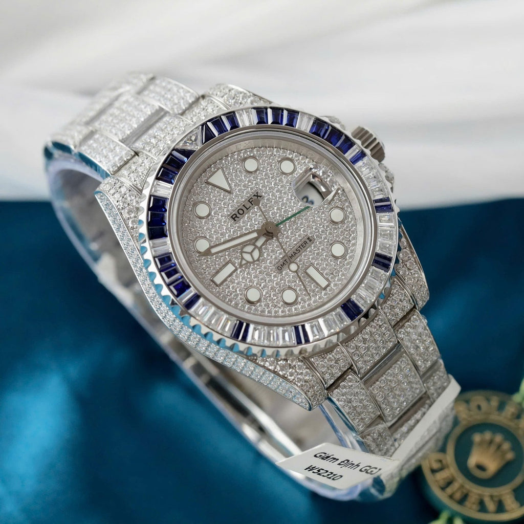 Rolex Watch Sapphire + Diamonds Moissanite 40mm