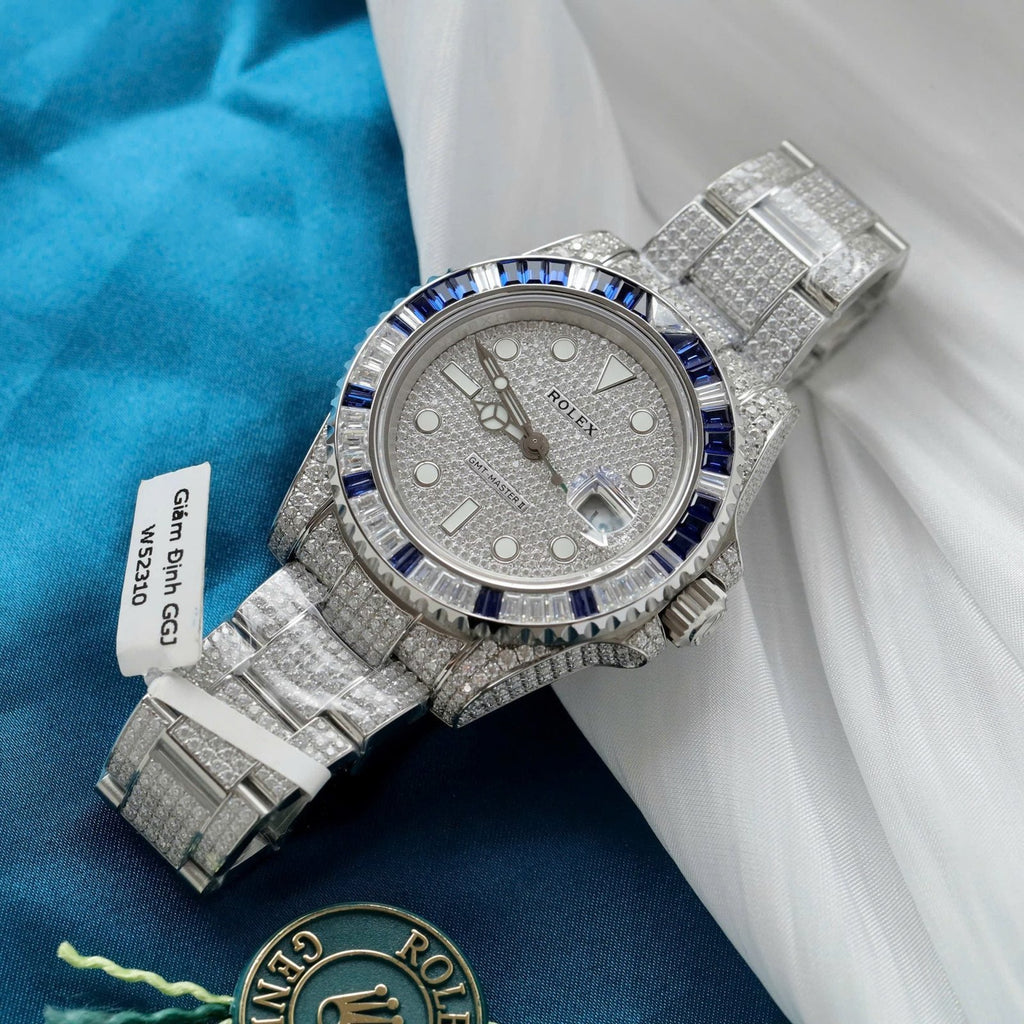 Rolex Watch Sapphire + Diamonds Moissanite 40mm