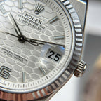 Rolex Land-Dweller 127234 Watch White Dial Honeycomb Pattern 36mm