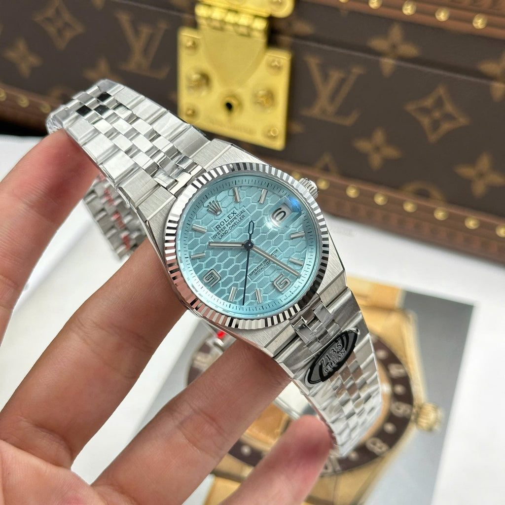 Rolex Land-Dweller 127236 Watch Ice Blue Dial Honeycomb Pattern 36mm