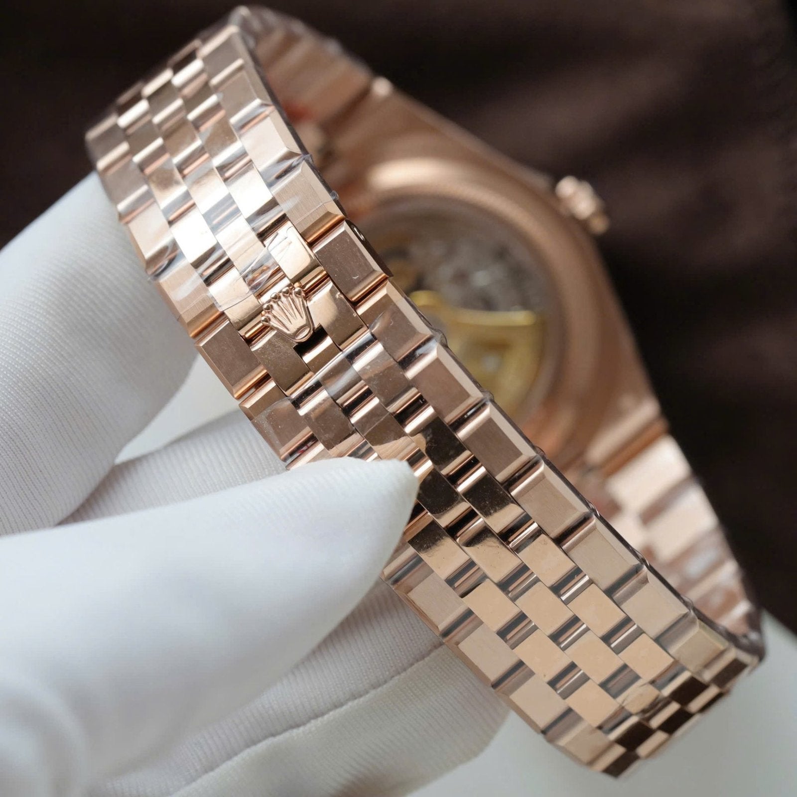 Rolex Land-Dweller 127334 White Dial Honeycomb Pattern Watch Diamonds CZ Baguette 40mm