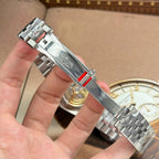 Rolex Land-Dweller 127336 Ice Blue Dial Honeycomb Pattern Watch Diamonds CZ Baguette 40mm