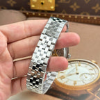 Rolex Land-Dweller 127336 Ice Blue Dial Honeycomb Pattern Watch Diamonds CZ Baguette 40mm
