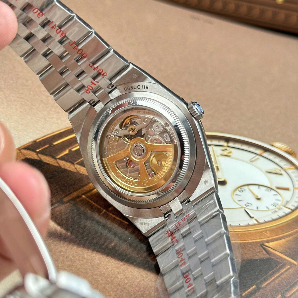 Rolex Land-Dweller 127336 Ice Blue Dial Honeycomb Pattern Watch Diamonds CZ Baguette 40mm
