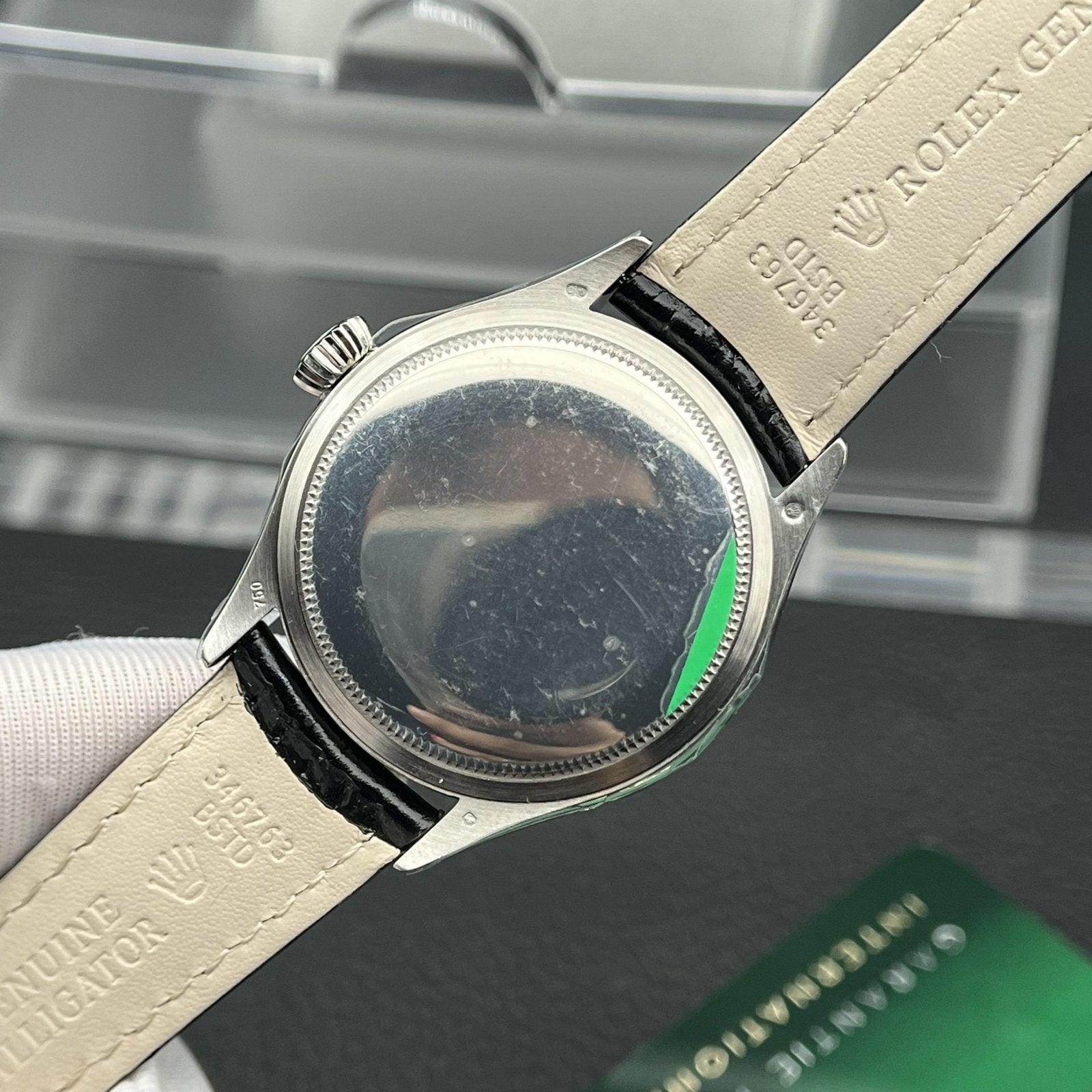 Rolex Moonphase 50535 Watch Black Leather Strap 39mm