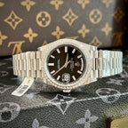 Rolex Day-Date Watch Black Dial Moissanite Diamonds 40mm