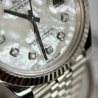 Rolex Watch DateJust Dial Mother Of Pearl Moissanite Diamonds 41mm