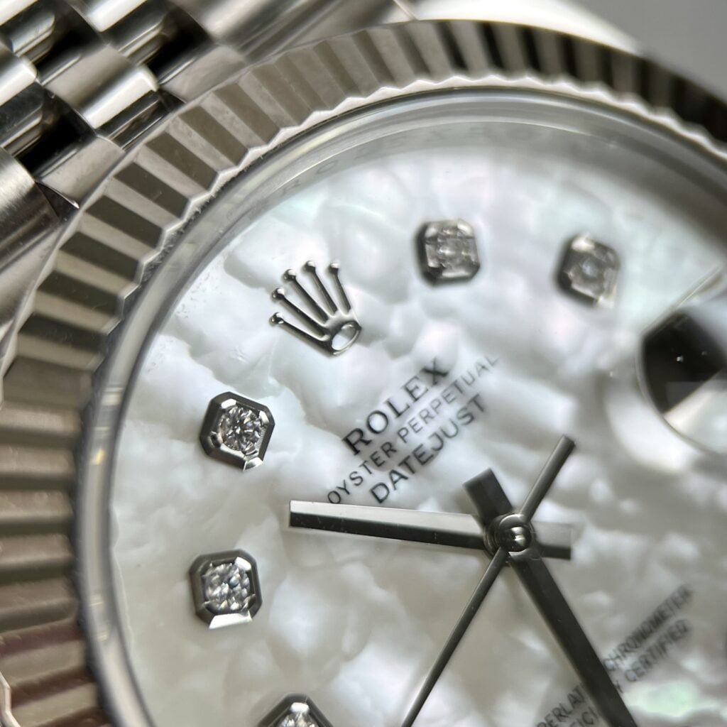 Rolex Watch DateJust Dial Mother Of Pearl Moissanite Diamonds 41mm