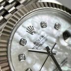 Rolex Watch DateJust Dial Mother Of Pearl Moissanite Diamonds 41mm