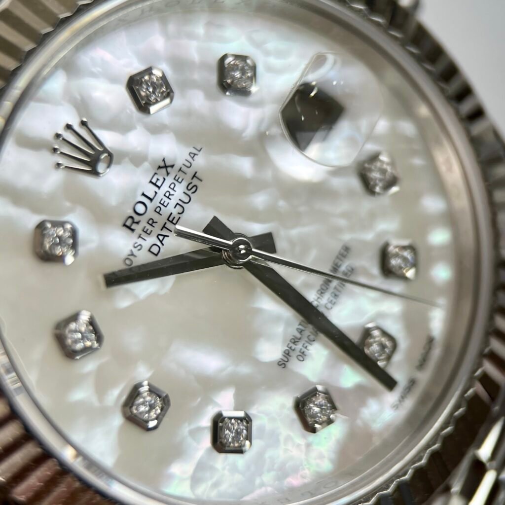Rolex Watch DateJust Dial Mother Of Pearl Moissanite Diamonds 41mm