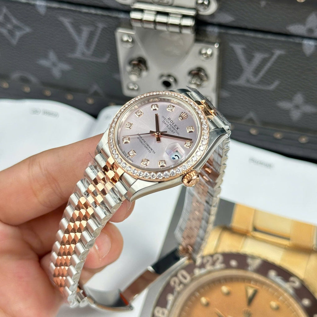 Rolex DateJust Women Demi Rose Gold Watch Sundust Dial 31mm