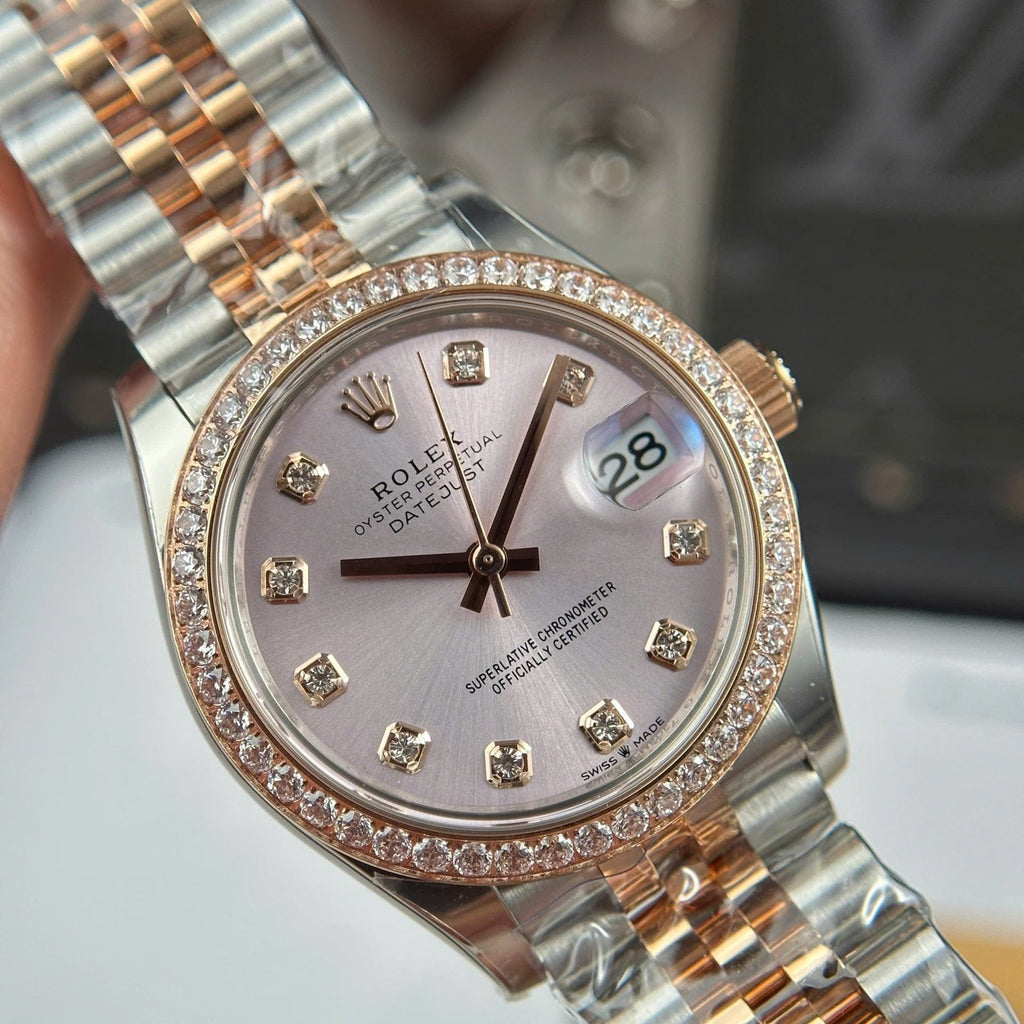 Rolex DateJust Women Demi Rose Gold Watch Sundust Dial 31mm
