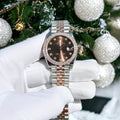Rolex Watch Date Just Chocolate Dial Benzel Moissanite Diamonds 31mm