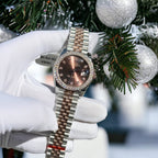 Rolex Watch Date Just Chocolate Dial Benzel Moissanite Diamonds 31mm