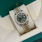 Rolex DateJust Watch Moissanite Diamond Green Dial 31mm