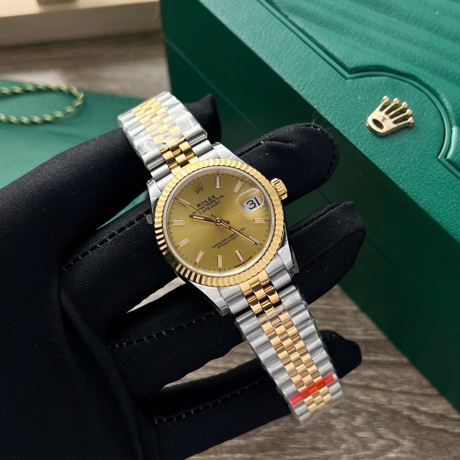 Rolex Date Just Watch Yellow Dial Jubilee Strap 31mm