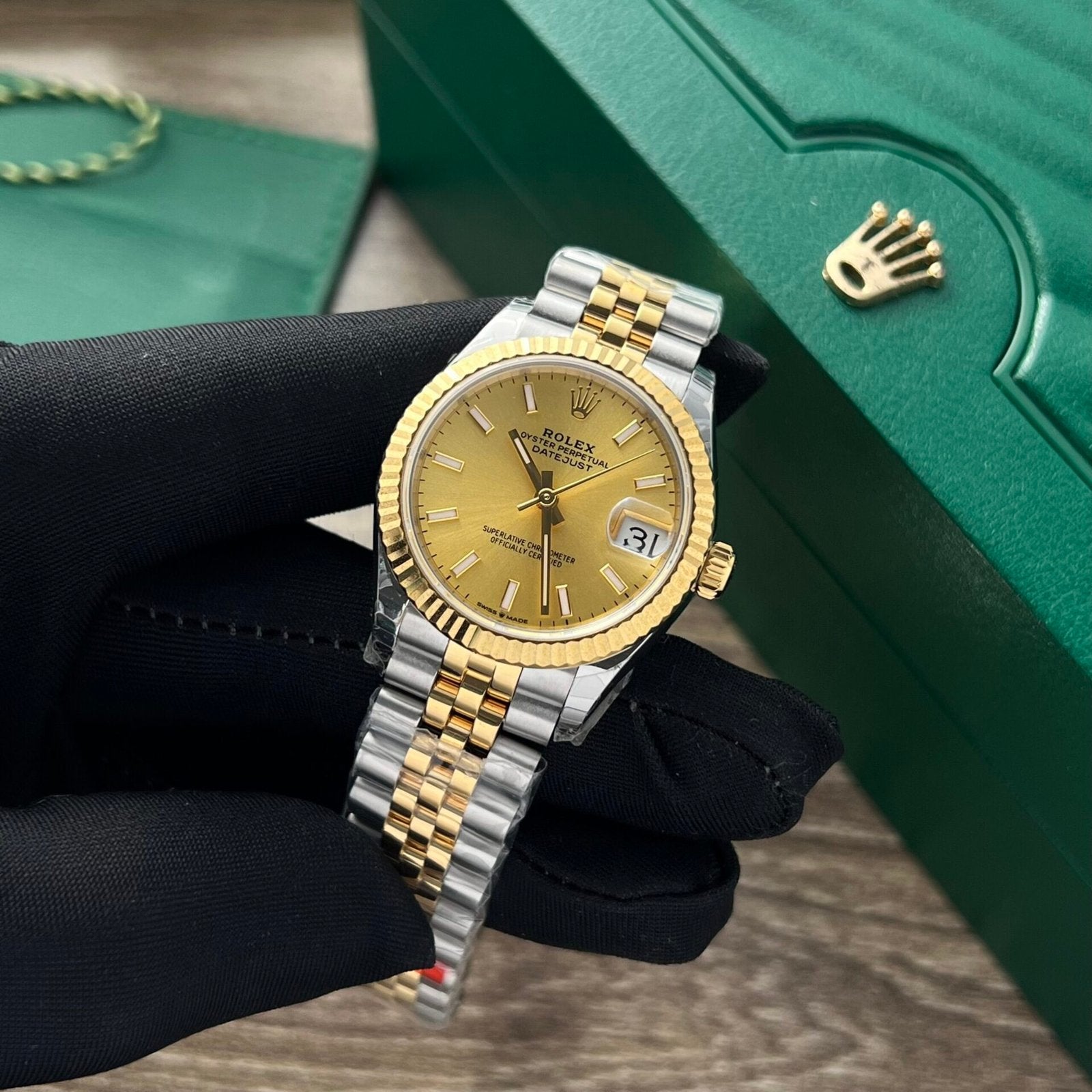 Rolex Date Just Watch Yellow Dial Jubilee Strap 31mm