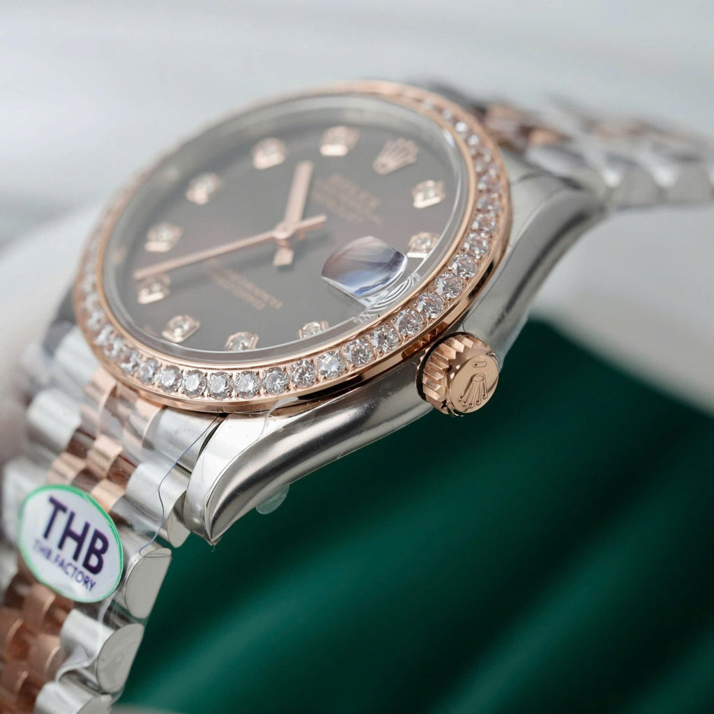 Rolex DateJust High End Watch Chocolate Dial Bezel Diamonds 31mm