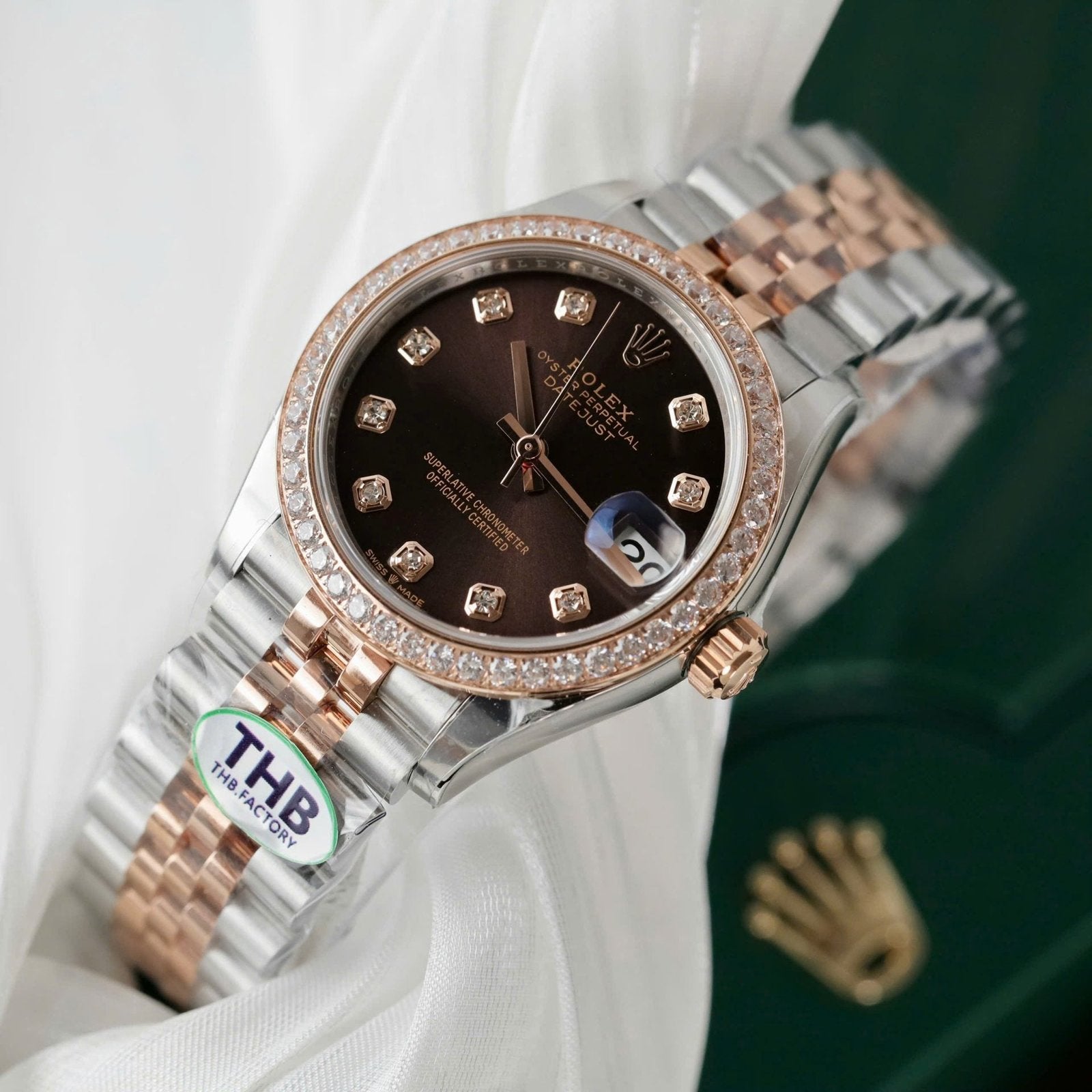 Rolex DateJust High End Watch Chocolate Dial Bezel Diamonds 31mm