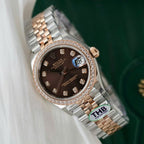 Rolex DateJust High End Watch Chocolate Dial Bezel Diamonds 31mm