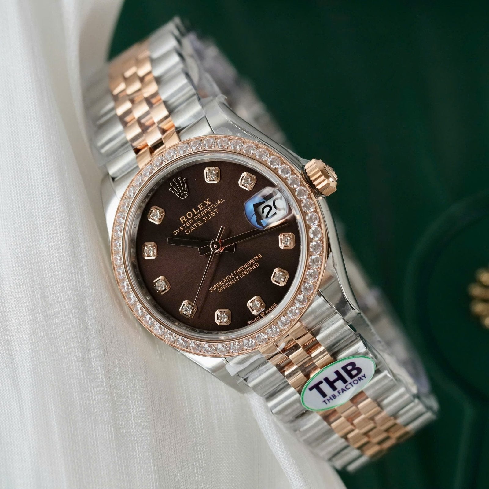 Rolex DateJust High End Watch Chocolate Dial Bezel Diamonds 31mm